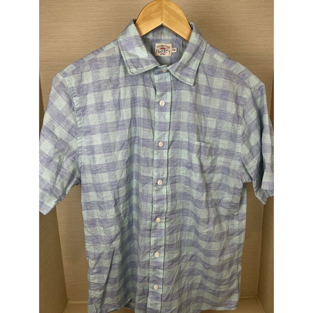 Faherty Shirt Mens M Button Down Movement Comfort Short Sleeve